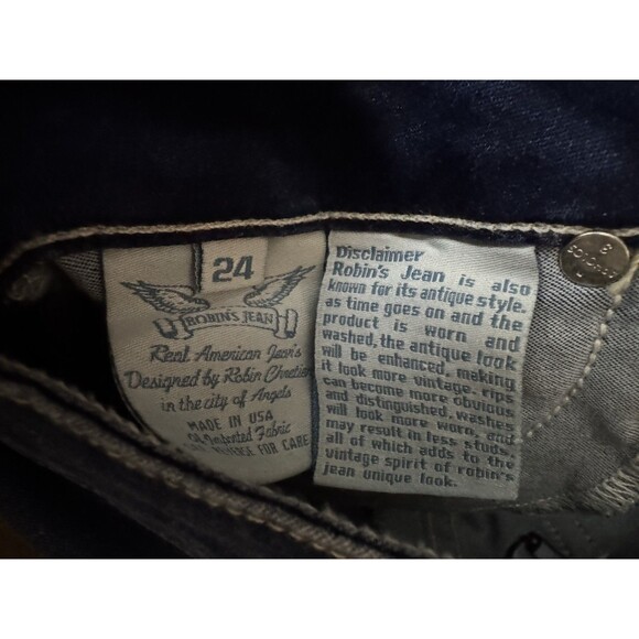 Y2K Robin's Jeans Black Embroidered Wings Jegging Skinny Jeans Size 24 Low Rise - Picture 7 of 7